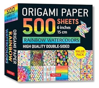 Origami Paper 500 sheets Rainbow Watercolors 6"