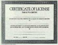 Certificate of License