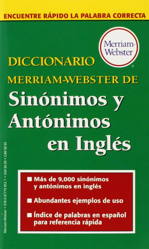Diccionario Merriam-Webster De Sinonimos Y Antonimos En Ingles