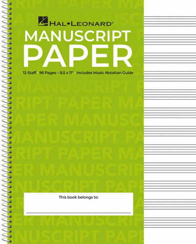 Standard Wirebound Manuscript Paper Green Cover | 12 Staves Per