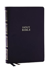NKJV Compact Center-Column Reference Bible Black Genuine Leather