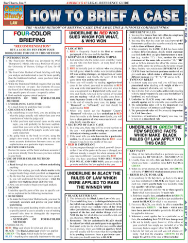 How To Brief A Case: QuickStudy Laminated Reference Guide