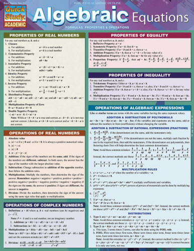 Algebraic Equations QuickStudy Laminated Reference Guide Algebraic Equations QuickStudy Laminated Reference Guide