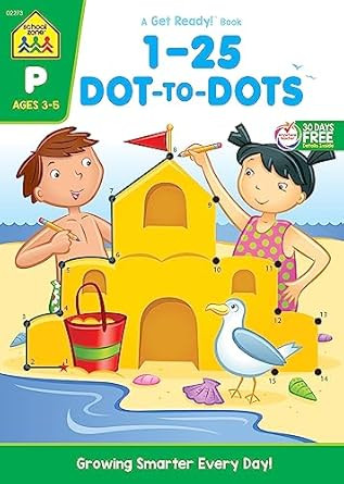 School Zone Numbers 1-25 Dot-to-Dots Workbook