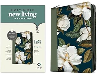 NLT Compact Giant Print Zipper Bible Magnolia Sage Green