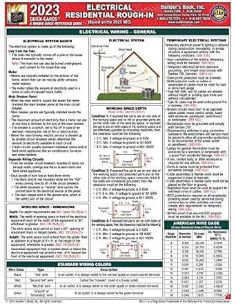 Electrical Residential Rough-In Quick-Card Based on the 2023 NEC