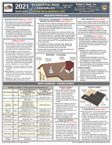 Residential Roof Assemblies Quick-Card based on the 2021 IRC