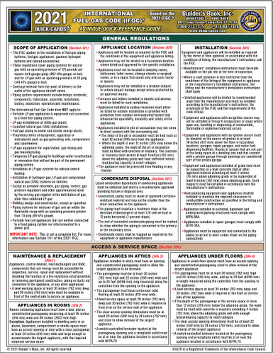 2021 International Fuel Gas Code Quick-Card