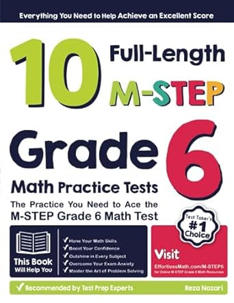 10 Full-Length M-STEP Grade 6 Math Practice Tests