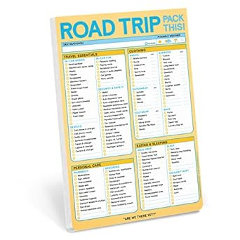 Knock Knock Roadtrip Pack This! Pad Road Trip Packing List Pad