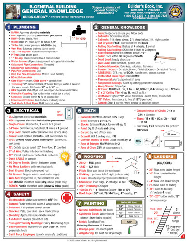 General Building General Knowledge Quick-Card