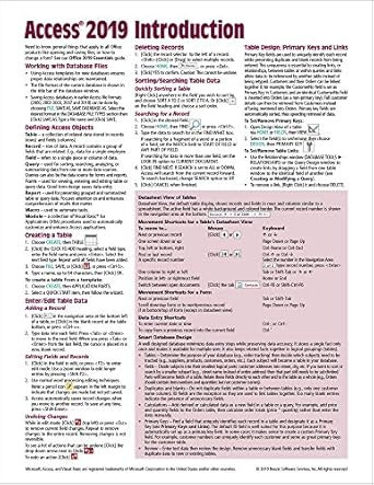 Microsoft Access 2019 Introduction Quick Reference Guide Microsoft Access 2019 Introduction Quick Reference Guide