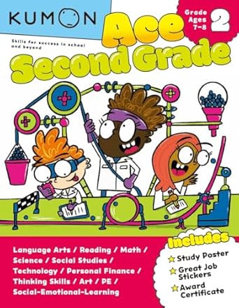 Kumon Ace Second Grade-Includes Study Poster Stickers and Award