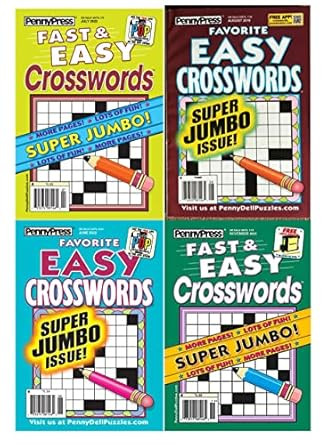 Lot of 4 Penny Press Favorite Easy Crossword Super Jumbo