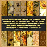 Vintage Honeycomb Sunflower Pattern Scrapbook Paper