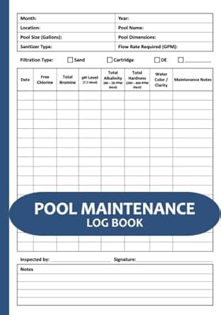 Pool Maintenance Log Book