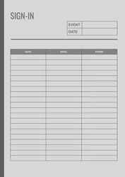 Sign In: Guest Event Register Visitor Log book for Business