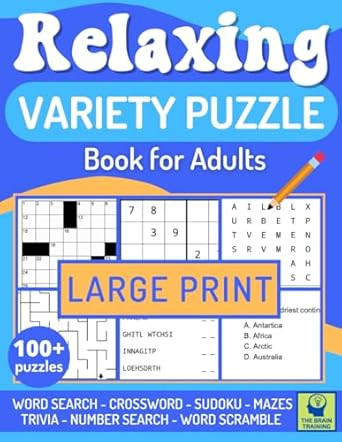 RELAXING VARIETY PUZZLE BOOK FOR ADULTS
