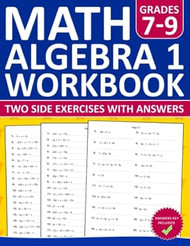 Algebra 1 Workbook for Grades 7-9 Two Side Exercises with