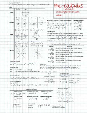 Pre-Calculus Notebook: Grid Notebook with Common Equations
