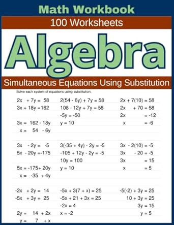 Algebra Simultaneous Equations Using Substitution Math