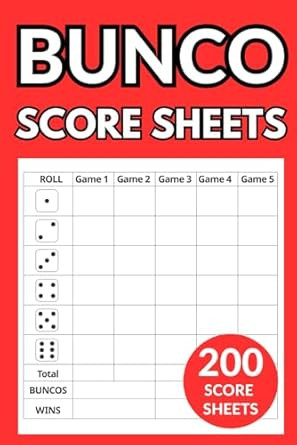 Bunco Score Sheets