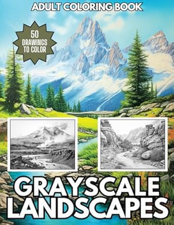 Grayscale Landscapes Adult Coloring Book