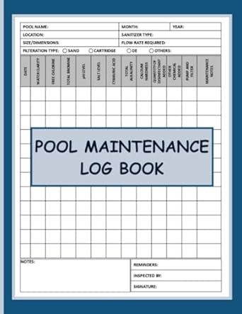 Pool Maintenance Log Book