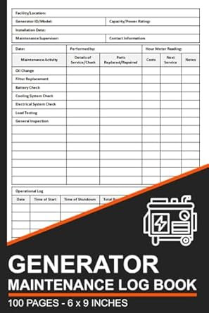 Generator Maintenance Log Book