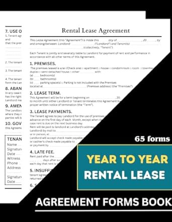 Year to Year rental lease agreement forms book