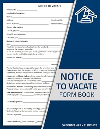 Notice to Vacate Form Book