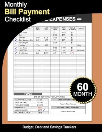 Monthly Bill Payment Checklist