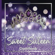Sweet 16 Guestbook Purple Tiara and Silver Sparkling Theme