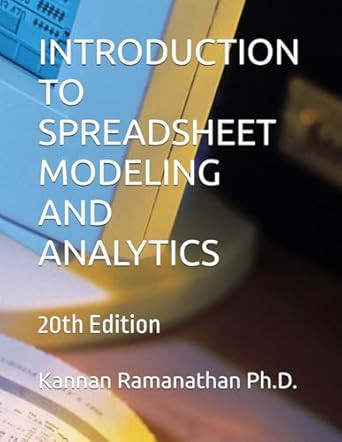 INTRODUCTION TO SPREADSHEET MODELING AND ANALYTICS