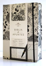 Biblia de Apuntes RVR 1960 Tapa dura Blanco y negro con flores