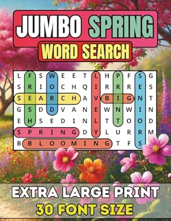 Jumbo Spring Word Search For Seniors And Adults