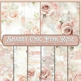 Shabby Chic Pink Rose Scrapbook Paper Craft Pad