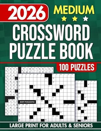 Medium-Difficulty Crossword Puzzle Book for Adults and