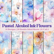 Pastel Alcohol Ink Flowers Scrapbook Paper Craft Pad
