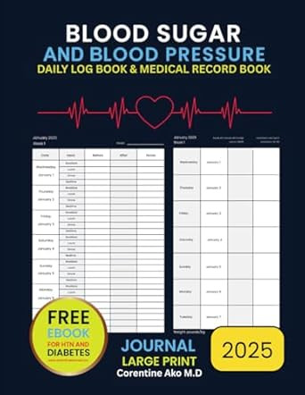 Blood Sugar and Blood Pressure Daily Logbook & Medical