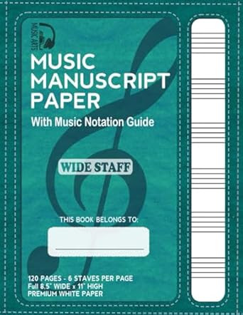Music Manuscript Paper wide staff with Music Notation