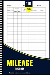 Mileage Log Book To Track Daily Mileages And Vehicle Expenses