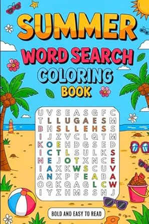 Summer Word Search Coloring Bold & Easy Puzzle Book