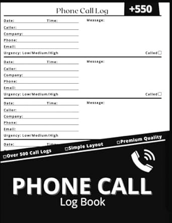Phone Call Log Book