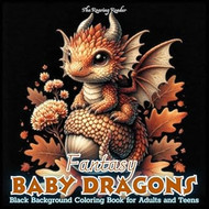 Fantasy Baby Dragons Black Background Coloring for Adults