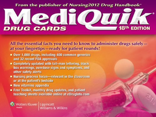 Mediquik Drug Cards By Lippincott Williams Amp Wilkins