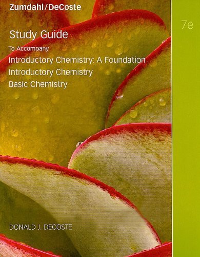 Study Guide For Zumdahl/Decoste's Introductory Chemistry