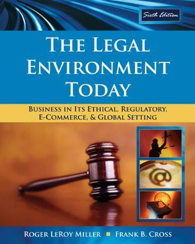 The Legal Environment Today by Roger LeRoy Miller - American Book Warehouse