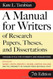 Manual For Writers Of Research Papers Theses And Dissertations