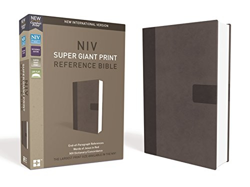 NIV Super Giant Print Reference Bible Leathersoft Gray Red Letter Edition